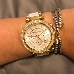 Michael Kors Watch, Gold & White